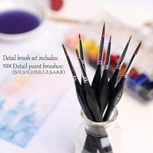 Golden Maple Detail Paint Brushes Set 10pcs Miniature Brushes for Fine Detailing Art Painting Acrylic Watercolor Oil Models