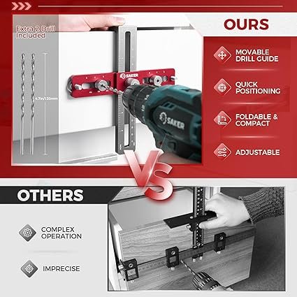 Cabinet Hardware Doweling JigAdjustable Cabinet Template Tool for KnobsHandle and PullSelf Centering Punch Locator Precise Woodworking Drill Guide for Drawer Installation
