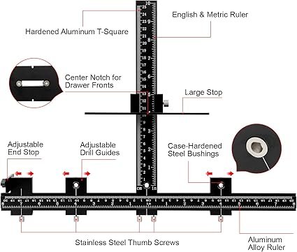 Jig Tool Adjustable Drill Template for Handles Pulls on DrawersDoors