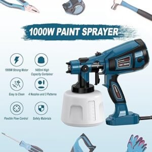 Paint Sprayer Tool 1000W High Power Electric Spray Paint Gun Easy to Clean for Furniture Cabinets House Painting