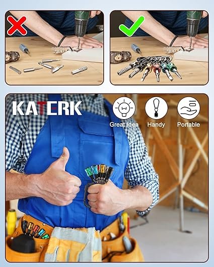 Katerk 12pc Portable Bit holder Key chain 14 cm Hex Shank Screwdriver Bit Clip