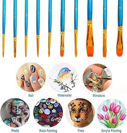 Paint Brushes Set Easter Basket Stuffers 20Pcs Round Pointed Tip Artist Paintbrushes