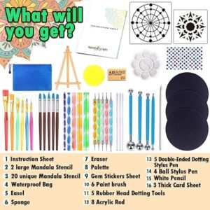 Dotting Tools Painting Kit Rock Dot Paint Stencils Tool Set Art Craft Supplies Kits Tray Brush Zipper Pen