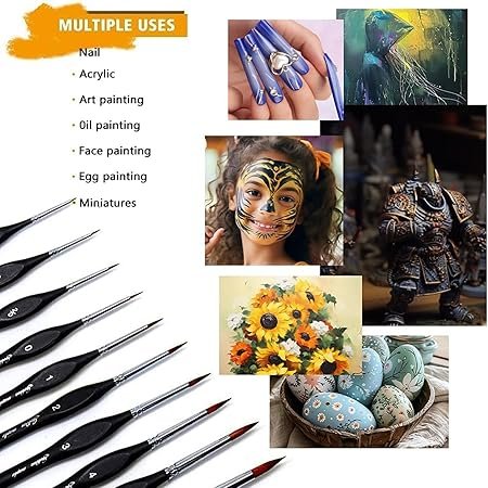 Golden Maple Detail Paint Brushes Set 10pcs Miniature Brushes for Fine Detailing Art Painting Acrylic Watercolor Oil Models