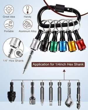 Katerk 12pc Portable Bit holder Key chain 14 cm Hex Shank Screwdriver Bit Clip