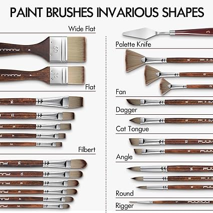 25pcs Paint Brush Set Fuumuui Acrylic Paint Brushes