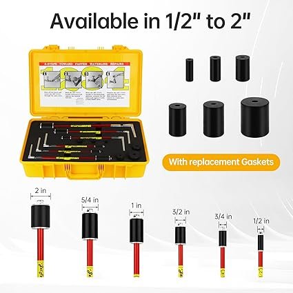 Plumbing Tool Kit 6 Tools for the 12 to 2 Sized Pipes Plumbing Plug