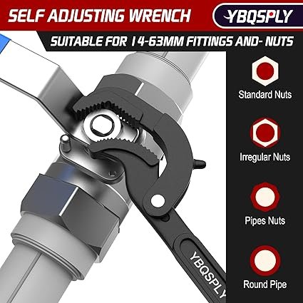 Pipe Wrench Set 10 and 15 Self Adjusting Wrench 2Piece Plumbing Tools Pipe Vise Wrench Basin Wrench Standard Nuts Irregular Nuts Pipes Use