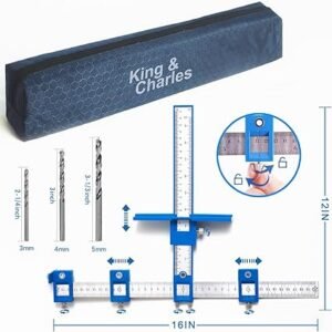 Jig KingCharles Cabinet Handle Jig with 3pcs Point Wood Drils Bits Use for Handles Pulls Knobs on DrawersDoors Wood Drilling Dowelling Guide Set