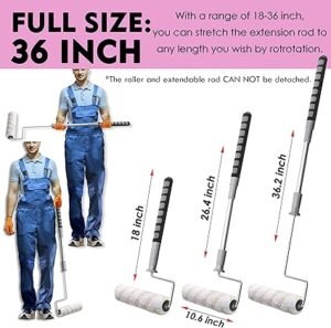 Paint Roller Kit PinStone 9 cm Extendable Roller Frame with 5 Microfiber Replacement Covers Adjustable Painting Roller