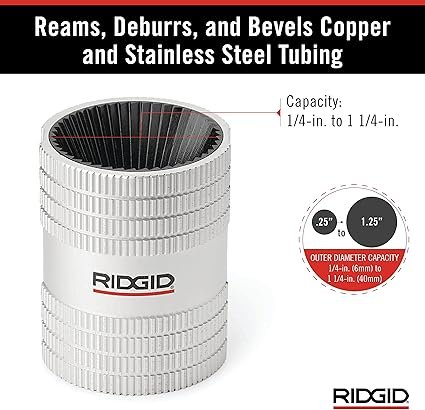RIDGID 29983 Model 223S 14 to 114 InnerOuter Copper and Stainless Steel Tubing and Pipe Reamer Small
