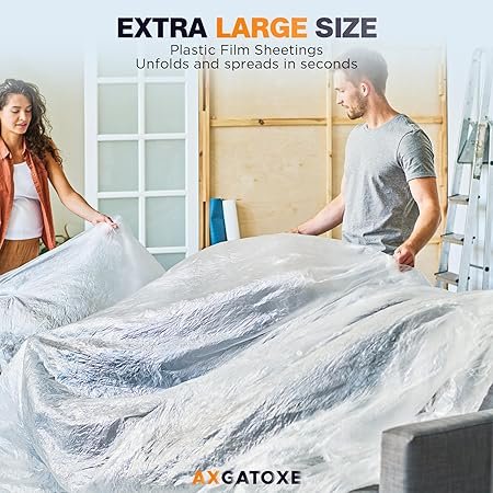 Plastic Drop Cloths Disposable Painter Sheeting Tarps for Painting Waterproof FurnitureCouchFloor Protection