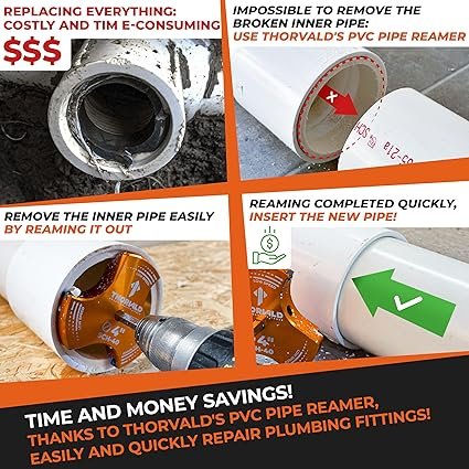 THORVALD PVC Pipe Reamer TriForce 7 Sizes with Tungsten Carbide Blades