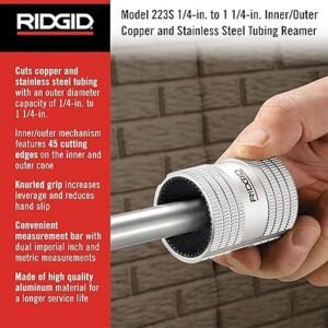 RIDGID 29983 Model 223S 14 to 114 InnerOuter Copper and Stainless Steel Tubing and Pipe Reamer Small