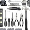 Basics 65 Piece Home Basic Repair Tool Kit Set With Bag Silver Black