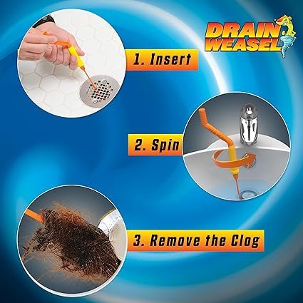FlexiSnake Drain Weasel Sink Snake Hair Clog Remover Tool Pipe Bathroom Bathtub Cleaner